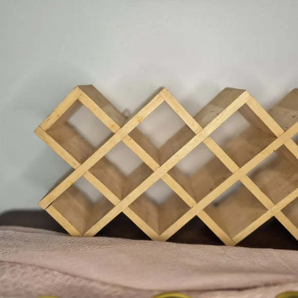 Vintage Wooden Wall Geometric Trinket Spice Rack Shelf Rustic Cottage Eclectic - Picture 4 of 5